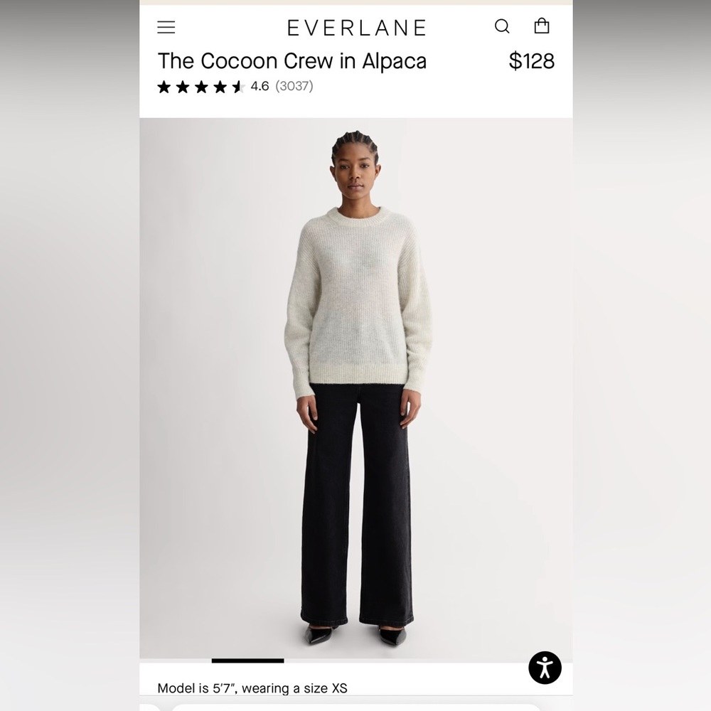 Everlane Cocoon Crew in Alpaca, color Almond